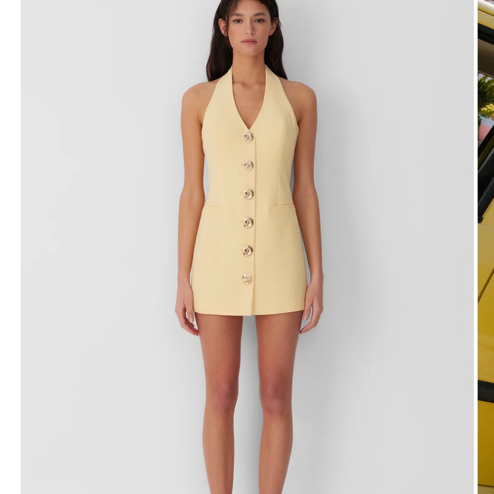 Elegant Yellow Halter Mini Dress